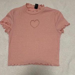 pink heart cut out top